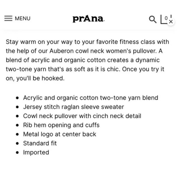 Prana Womens Chenille Cowl Neck Sweater Auberon Navy Blue Long Sleeve Pullover M - Picture 9 of 9